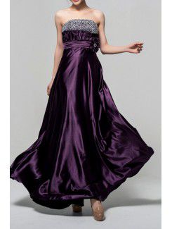 Charmeuse Strapless Floor Length Empire Evening Dress with Sequins