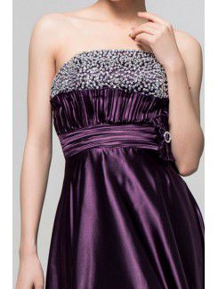 Charmeuse Strapless Floor Length Empire Evening Dress with Sequins