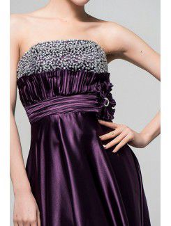 Charmeuse Strapless Floor Length Empire Evening Dress with Sequins