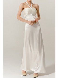 Silk Halter Ankle-Length A-line Evening Dress