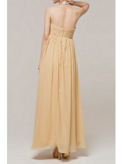 Chiffon Halter Floor Length Empire Evening Dress with Crystal