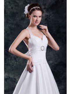 Organza Halter Floor Length A-line Embroidered Wedding Dress