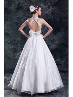 Organza Halter Floor Length A-line Embroidered Wedding Dress