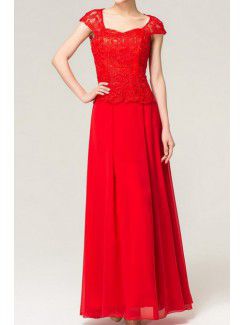 Lace Square Floor Length A-line Evening Dress