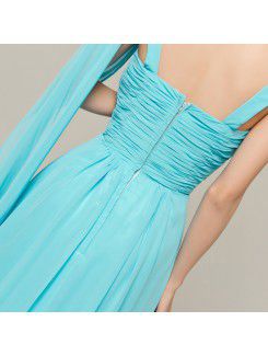 Chiffon V-neck Chapel Train A-line Evening Dress with Crystal