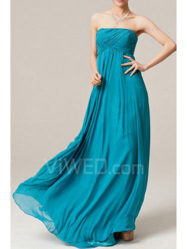 Chiffon Strapless Sweep Train Empire Evening Dress