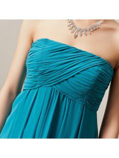 Chiffon Strapless Sweep Train Empire Evening Dress