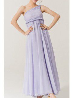 Chiffon One Shoulder Ankle-Length Empire Evening Dress