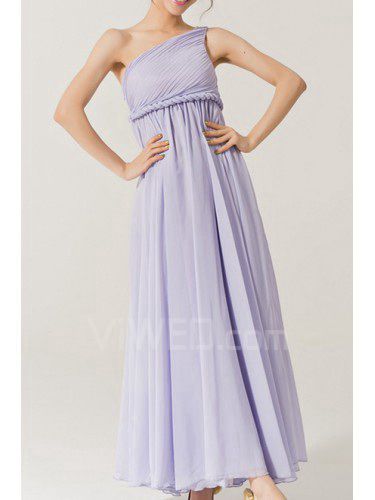 Chiffon One Shoulder Ankle-Length Empire Evening Dress