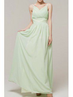 Chiffon Straps Floor Length Empire Evening Dress