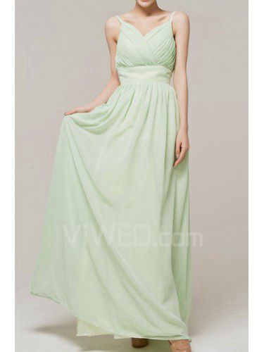 Chiffon Straps Floor Length Empire Evening Dress