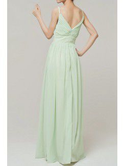 Chiffon Straps Floor Length Empire Evening Dress