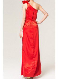 Charmeuse One Shoulder Floor Length Column Evening Dress