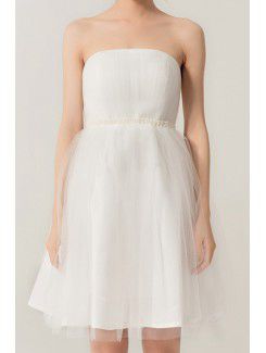 Tulle Strapless Short A-line Evening Dress