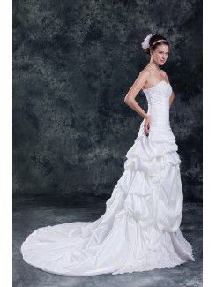 Taffeta Sweetheart Sweep Train A-line Embroidered Wedding Dress