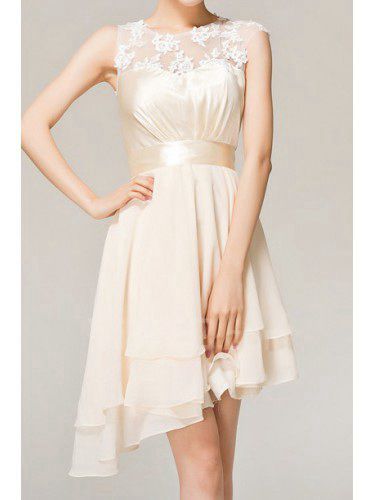 Chiffon Jewel Short Corset Evening Dress with Embroidered