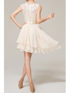 Chiffon Jewel Short Corset Evening Dress with Embroidered