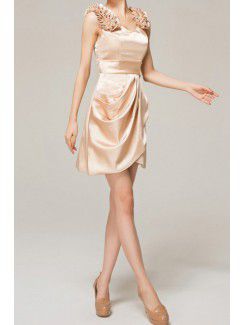 Satin Straps Short A-line Evening Dress