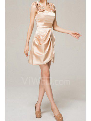 Satin Straps Short A-line Evening Dress