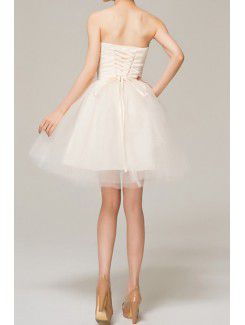 Satin Sweetheart Short Ball Gown Evening Dress with Crystal