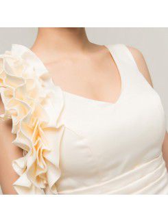 Chiffon V-neck Short Corset Evening Dress with Handmade Flowers