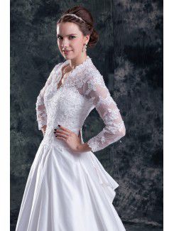 Satin Sweetheart Sweep Train A-line Embroidered Wedding Dress with Jacket