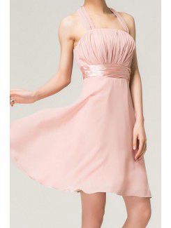 Chiffon Halter Short A-line Evening Dress