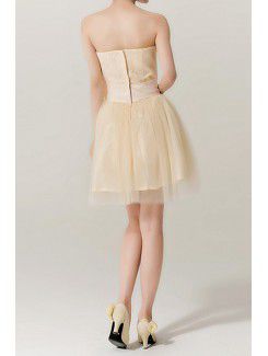 Organza Strapless Short Ball Gown Evening Dress with Bow