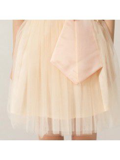 Organza Strapless Short Ball Gown Evening Dress with Bow