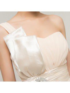 Chiffon One Shoulder Short Corset Evening Dress with Crystal