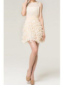 Chiffon Jewel Short Corset Evening Dress with Beading