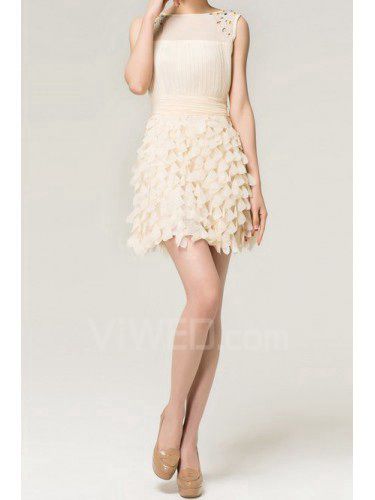 Chiffon Jewel Short Corset Evening Dress with Beading