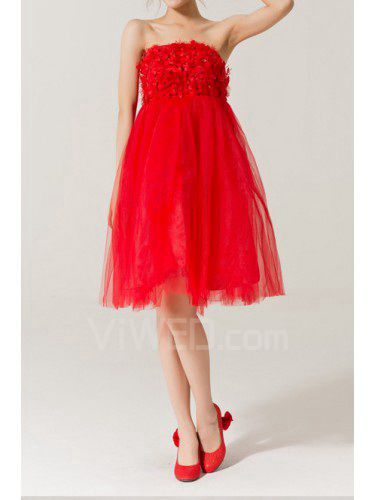 Tulle Strapless Short Empire Evening Dress