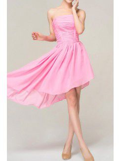 Chiffon strapless korte korset avondjurk