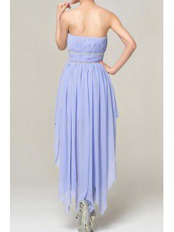 Chiffon Strapless Short Corset Evening Dress with Crystal