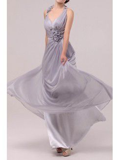 Satin und chiffon halfter bodenlangen a-linie abendkleid mit pailletten