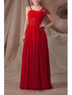 Chiffon Straps Floor Length Empire Prom Dress with Sequins