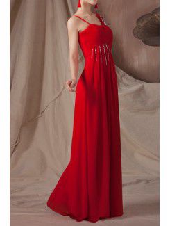 Chiffon Straps Floor Length Empire Prom Dress with Sequins