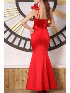 Satin One Shoulder Floor Length Mermaid Prom Dress with Sequins