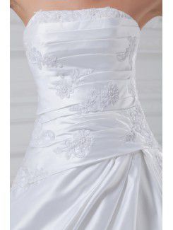 Satin Strapless Sweep Train A-line Wedding Dress