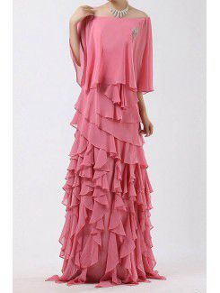 Chiffon Off-the-Shoulder Floor Length Column Prom Dress