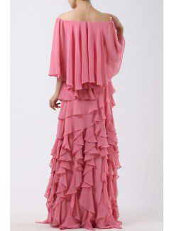 Chiffon Off-the-Shoulder Floor Length Column Prom Dress