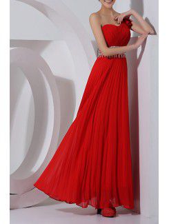 Chiffon One Shoulder Floor Length Corset Prom Dress with Crystal