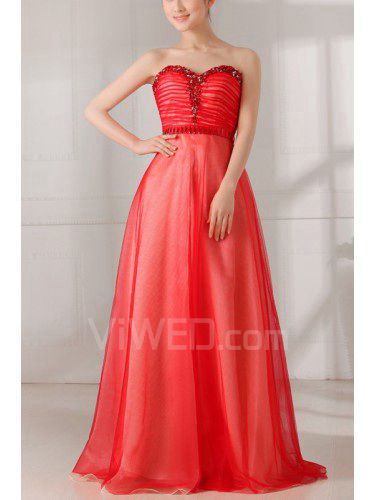 Satin Sweetheart Floor Length Ball Gown Prom Dress with Crystal