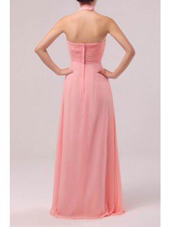 Chiffon Halter Floor Length Empire Prom Dress with Crystal