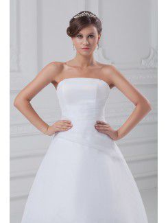 Organza Strapless Floor Length A-line Wedding Dress