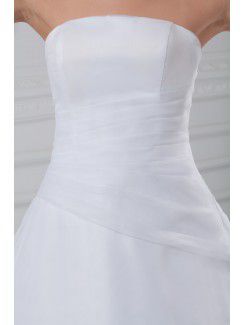 Organza Strapless Floor Length A-line Wedding Dress