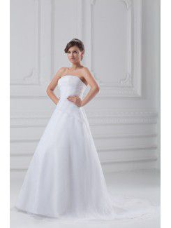 Organza Strapless Floor Length A-line Wedding Dress