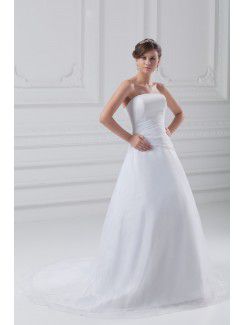 Organza Strapless Floor Length A-line Wedding Dress