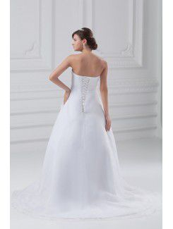 Organza Strapless Floor Length A-line Wedding Dress